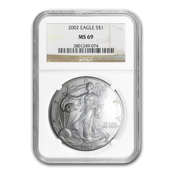 2002 Silver American Eagle MS-69 NGC 2002 Silver American Eagle MS-69 NGC